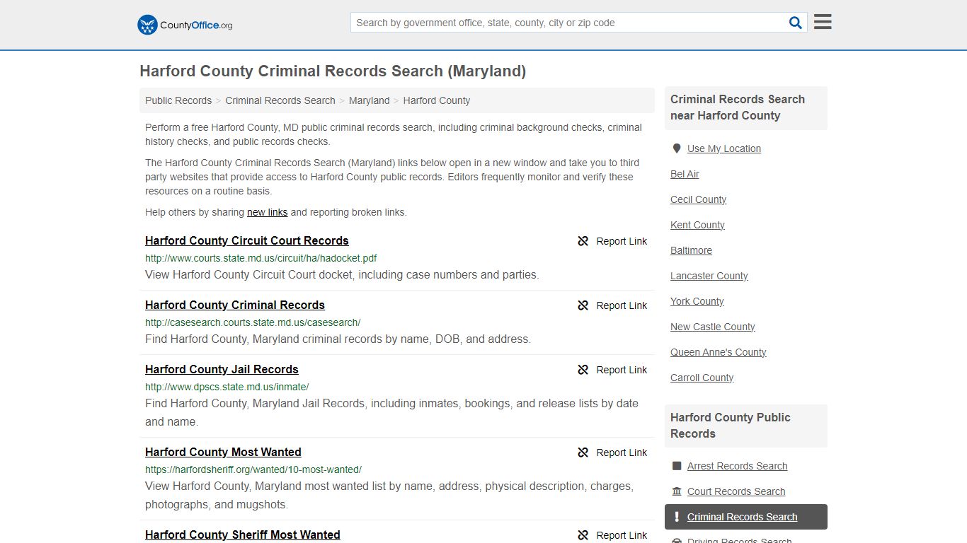 Harford County Criminal Records Search (Maryland) - County Office