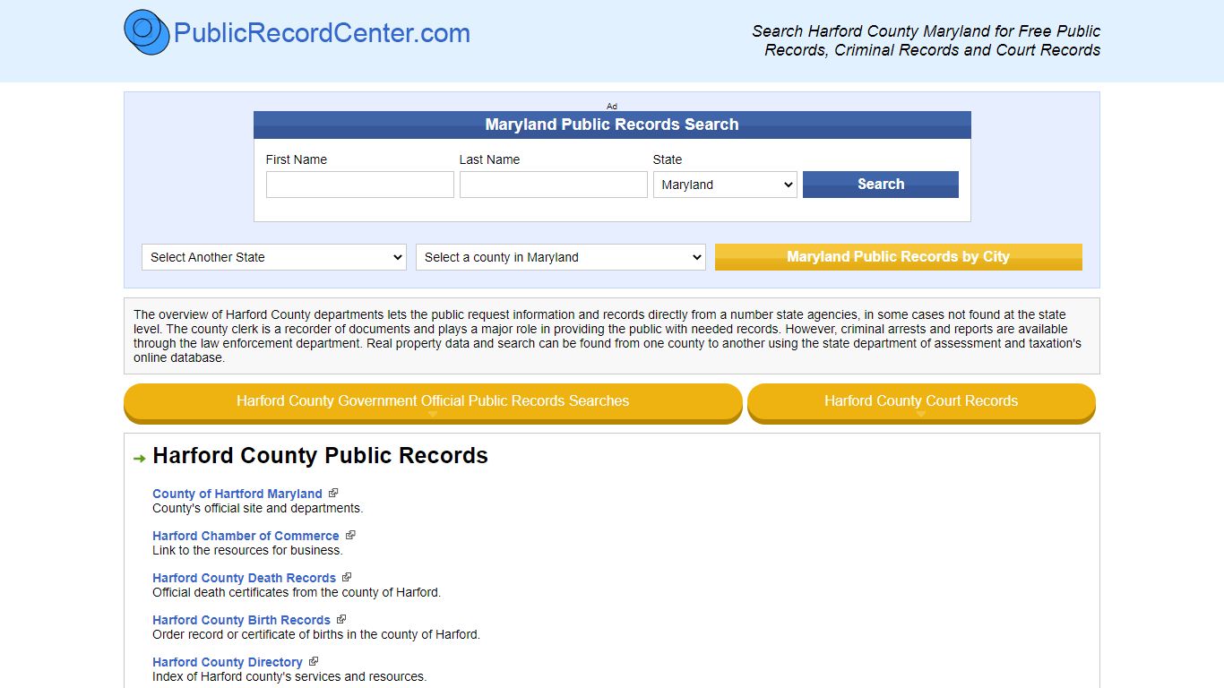 Harford County Maryland Free Public Records - Court Records - Criminal ...